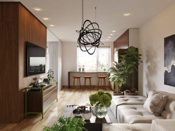 Căn hộ độc đáo với thiết kế 2 màu xanh mạ – nâu