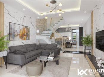 Nội thất nhà phố với tông màu tươi sáng