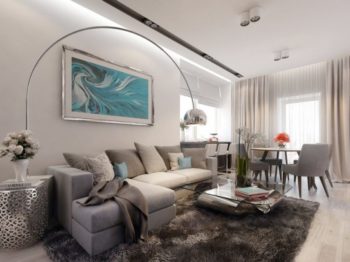 Xu hướng thiết kế phòng khách kết hợp các khu vực chức năng