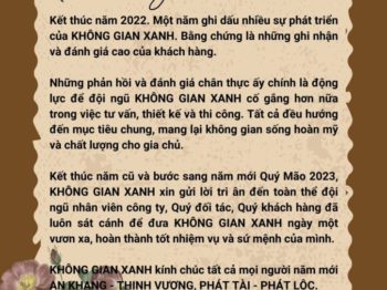 CẢM ƠN QUÝ KHÁCH HÀNG, VÌ GIỮA MUÔN VÀN SỰ LỰA CHỌN ĐÃ CHỌN KHÔNG GIAN XANH
